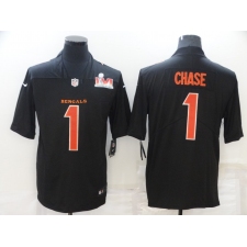Men's Cincinnati Bengals #1 Ja'Marr Chase Nike Black Super Bowl LVI Bound Limited Fashion Jersey