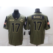 Men's Miami Dolphins #17 Jaylen Waddle Nike Olive 2021 Salute To Service Limited Player Jersey