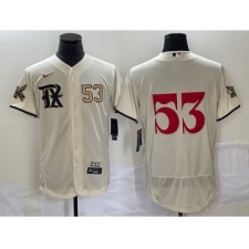 Men's Texas Rangers #53 Adolis Garcia Number Cream 2023 City Connect Flex Base Stitched Jersey