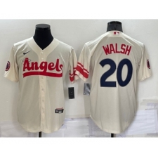 Men's Los Angeles Angels #20 Jared Walsh Cream 2022 City Connect Cool Base Stitched Jersey