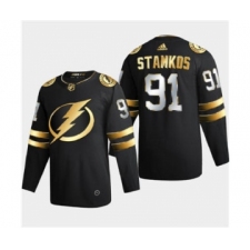 Men's Tampa Bay Lightning #91 Steve Stamkos Black Golden Edition Limited Stitched Hockey Jersey