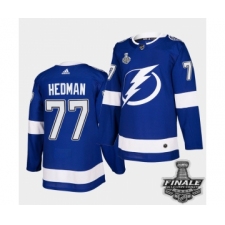 Men's Adidas Lightning #77 Victor Hedman Blue Home Authentic 2021 Stanley Cup Jersey