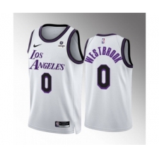 Men's Los Angeles Lakers #0 Russell Westbrook White City Edition Stitched Basketball Jersey