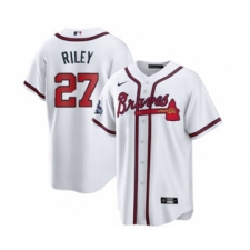 Men's Atlanta Braves #27 Austin Riley 2021 White World Series Champions Cool Base Stitched Jersey