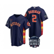 Men's Houston Astros #2 Alex Bregman 2021 Navy World Series Cool Base Stitched Baseball Jersey