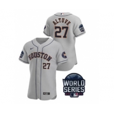 Men's Houston Astros #27 Jose Altuve 2021 Gray World Series Flex Base Stitched Baseball Jersey