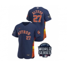 Men's Houston Astros #27 Jose Altuve 2021 Navy World Series Flex Base Stitched Baseball Jersey