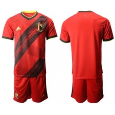 Men's Belgium Custom Euro 2021 Red Soccer Jersey and Shorts