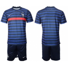 Men's France Custom Euro 2021 Navy Soccer Jersey and Shorts
