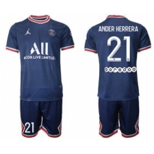 Men's Paris Saint-Germain #21 Ander Herrera 2021-22 Blue Soccer Jersey