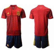 Men's Spain Custom Euro 2021 Red Soccer Jersey and Shorts