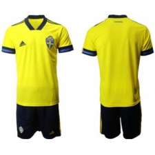Men's Sweden Custom Euro 2021 Soccer Jersey and Shorts