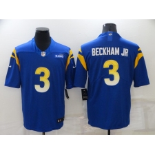 Men's Los Angeles Rams #3 Odell Beckham Jr. Blue Nike Limited Patch Jersey