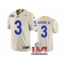 Men's Los Angeles Rams #3 Odell Beckham Jr. Bone 2022 Super Bowl LVI Vapor Limited Stitched Jersey