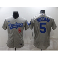 Men's Nike Los Angeles Dodgers #5 Freddie Freeman Gray Stitched Baseball Jersey