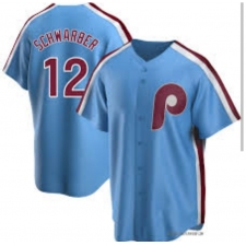 Men Philadelphia Phillies #12 Kyle Schwarber Cooperstown Collection Road