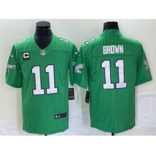 Men's Nike Philadelphia Eagles #11 AJ Brown Green C 2023 Vapor Limited Throwback Jersey