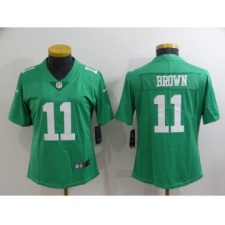 Women's Philadelphia Eagles #11 A. J. Brown Green Vapor Untouchable Limited Stitched Football Jersey(Run Small)