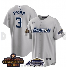 Men's Houston Astros #3 Jeremy Pena 2023 Grey Serise Champions Base Stitched Jerseys