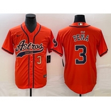 Men's Houston Astros #3 Jeremy Pena Number Orange Cool Base Stitched Baseball Jersey
