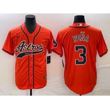 Men's Houston Astros #3 Jeremy Pena Orange Cool Base Stitched Baseball Jersey