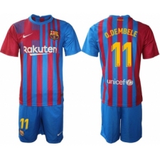 Men 2021-2022 Club Barcelona home blue 11 Nike Soccer Jersey