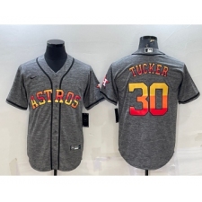 Men's Houston Astros #30 Kyle Tucker Grey With Cool Base Stitched Baseball Jersey