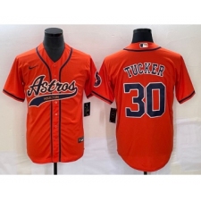 Men's Houston Astros #30 Kyle Tucker Orange Cool Base Stitched Baseball Jersey