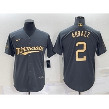 Men's Minnesota Twins #2 Luis Arraez Charcoal 2022 All-Star Cool Base Stitched Baseball Jersey