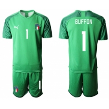 Mens Italy #1 Buffon Green Goalkeeper Soccer Jersey Suit