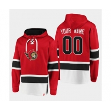 Men's Ottawa Senators Active Player Custom Red Ageless Must-Have Lace-Up Pullover Hoodie