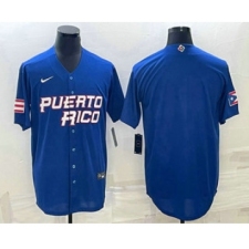 Men's Puerto Rico Baseball Blank 2023 Royal World Classic Stitched Jersey