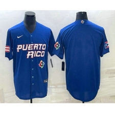 Men's Puerto Rico Baseball Blank 2023 Royal World Classic Stitched Jerseys