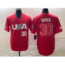Men's USA Baseball #30 Kyle Tucker Number 2023 Red World Classic With Patch Stitched Jersey2