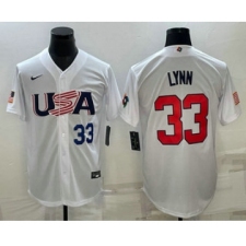 Men's USA Baseball #33 Lance Lynn Number 2023 White World Baseball Classic Stitched Jersey
