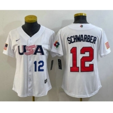 Women's USA Baseball #12 Kyle Schwarber Number 2023 White World Classic Stitched Jersey