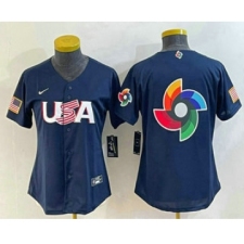 Women's USA Baseball 2023 Navy Big Logo World Classic Stitched Jerseys