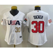 Womens USA Baseball #30 Kyle Tucker Number 2023 White World Classic Stitched Jersey