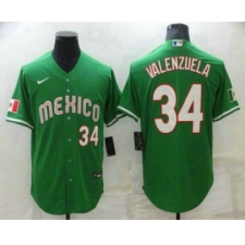 Men's Mexico Baseball #34 Fernando Valenzuela Number Green 2023 World Baseball Classic Stitched Jersey