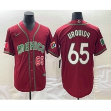 Men's Mexico Baseball #65 Giovanny Gallegos Number 2023 Red World Classic Stitched Jersey1