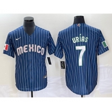 Men's Mexico Baseball #7 Julio Urías 2023 Navy World Baseball Classic Stitched Jersey5