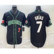 Mens Mexico Baseball #7 Julio Urias Number 2023 Black White World Classic Stitched Jersey