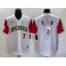 Men's Mexico Baseball #7 Julio Urias Number 2023 White Red World Classic Stitched Jersey10