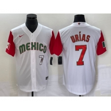 Men's Mexico Baseball #7 Julio Urias Number 2023 White Red World Classic Stitched Jersey16