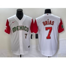 Men's Mexico Baseball #7 Julio Urias Number 2023 White Red World Classic Stitched Jersey21