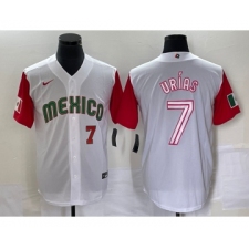 Men's Mexico Baseball #7 Julio Urias Number 2023 White Red World Classic Stitched Jersey42