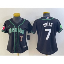 Women's Mexico Baseball #7 Julio Urias Number 2023 Black World Classic Stitched Jersey3