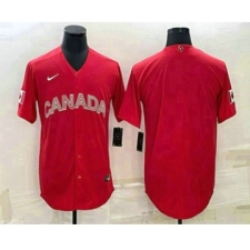 Men's Canada Baseball Blank 2023 Red World Classic Stitched Jerseys