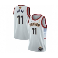 Men's Denver Nuggets #11 Bruce Brown White 2023 Finals Champions Icon Edition Stitched Basketball Jersey