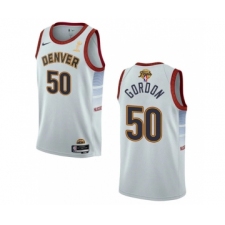 Men's Denver Nuggets #50 Aaron Gordon White 2023 Finals Champions Icon Edition Stitched Basketball Jersey